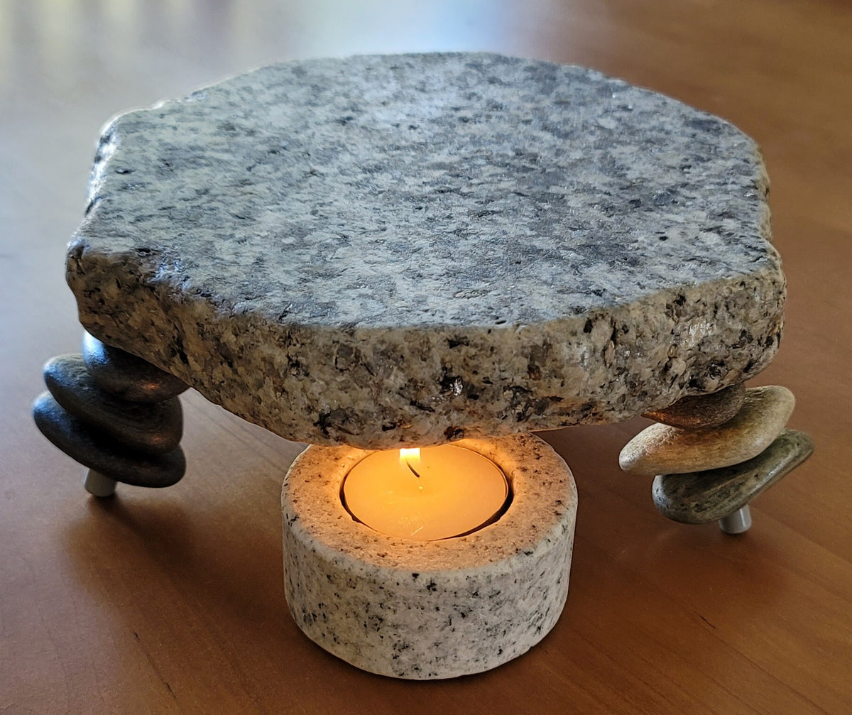 Stacked Stone Candle Holder  Stone candle holder, Tea lights, Tea