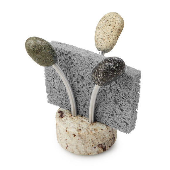 Granite Sponge Holder Sea Stone Splash Granite Stone Aluminum with Sponge