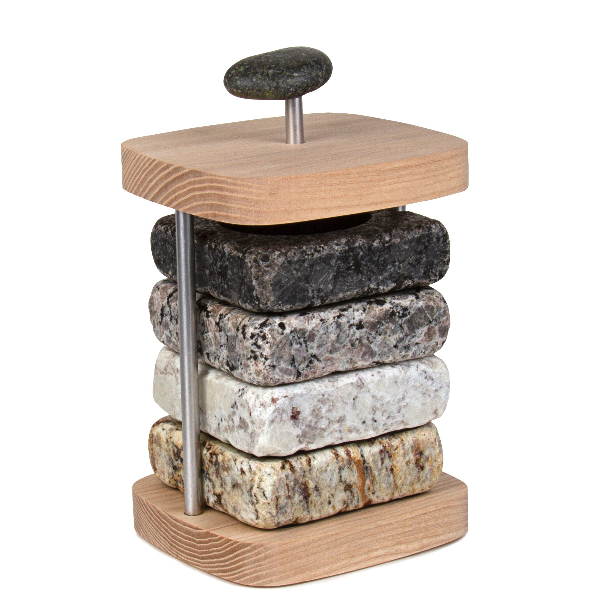 Can Chilling Coaster Set with Hardwood Caddy – Sea Stones