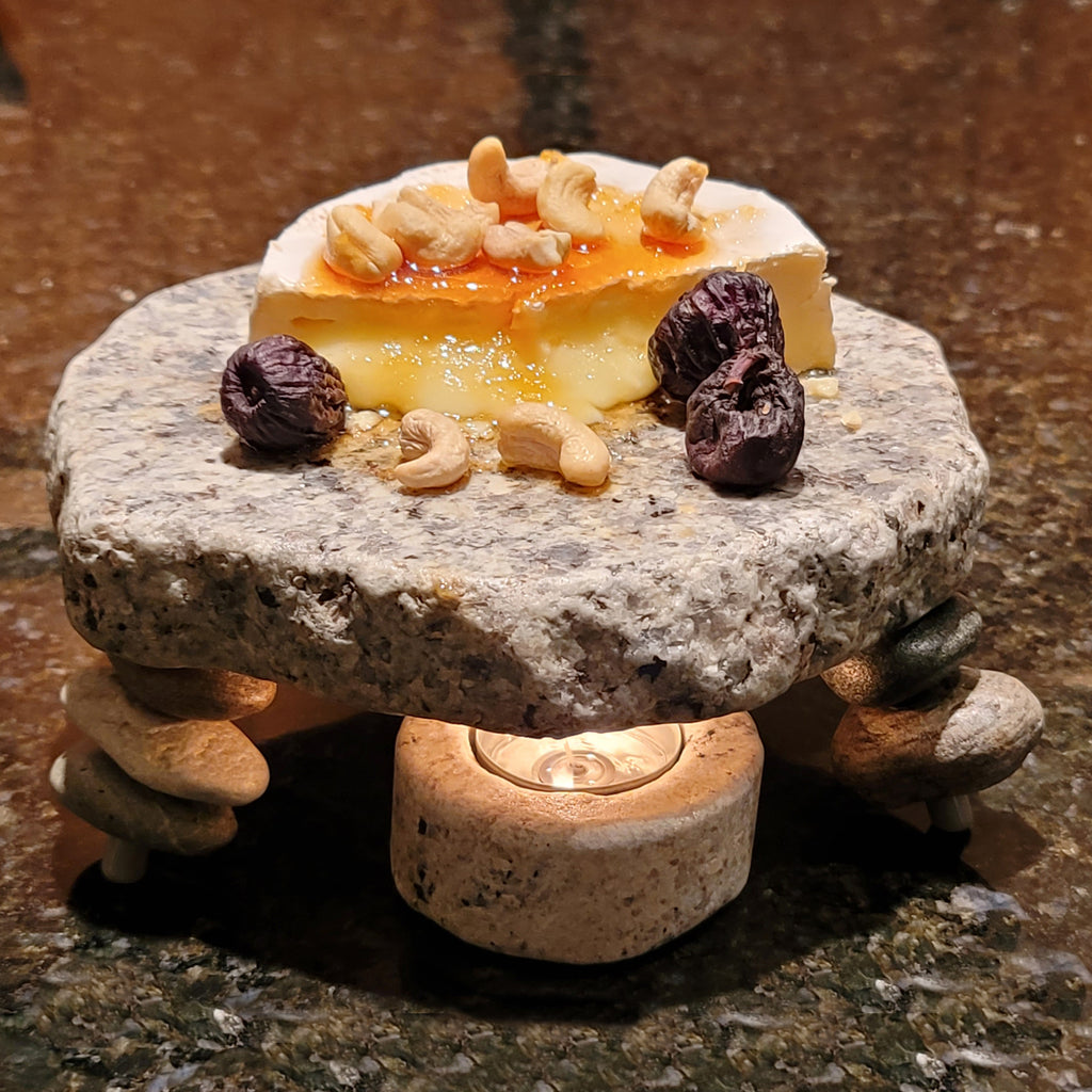 Granite Hot Plate with Tea Light Holder Sea Stones