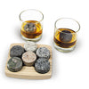 On The Rocks Granite Whiskey Stones Round Hardwood Tray Ash Glasses Tumblers Bourbon